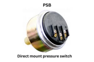 Image of a PSB direct mount pressure switch, showcasing its compact design and essential pressure control features
